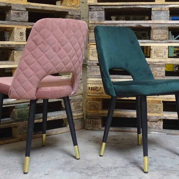 Eetkamerstoel in velvet vintage green met messing detail - Afbeelding 5