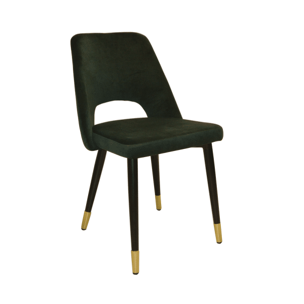 Eetkamerstoel in velvet vintage green met messing detail