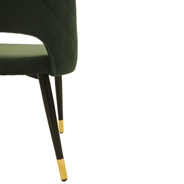 Eetkamerstoel in velvet vintage green met messing detail - Afbeelding 3