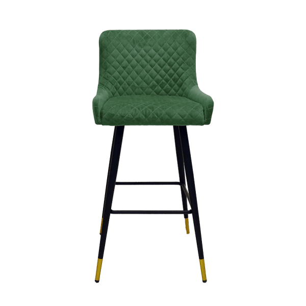 Eurosit Barkruk in velvet vintage green met messing detail - Afbeelding 3