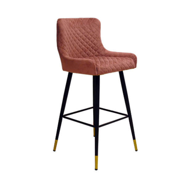 Eurosit Barkruk in velvet old pink met messing detail