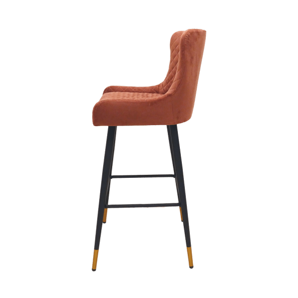 Eurosit Barkruk in velvet old pink met messing detail - Afbeelding 2