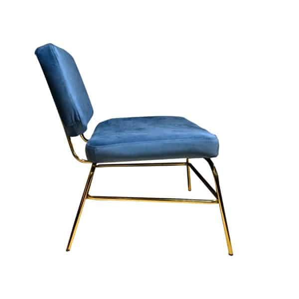 Lounge stoel model 14193 velvet petrol met messing frame - Afbeelding 2