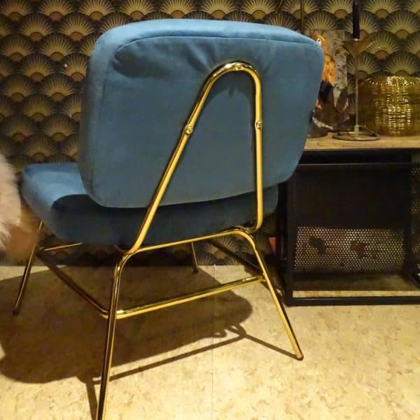 Lounge stoel model 14193 velvet petrol met messing frame - Afbeelding 4