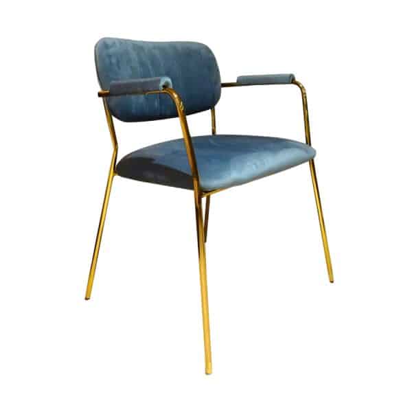 Trendy eetkamerstoel  velvet petrol met messing frame
