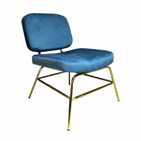 Lounge stoel model 14193 velvet petrol met messing frame
