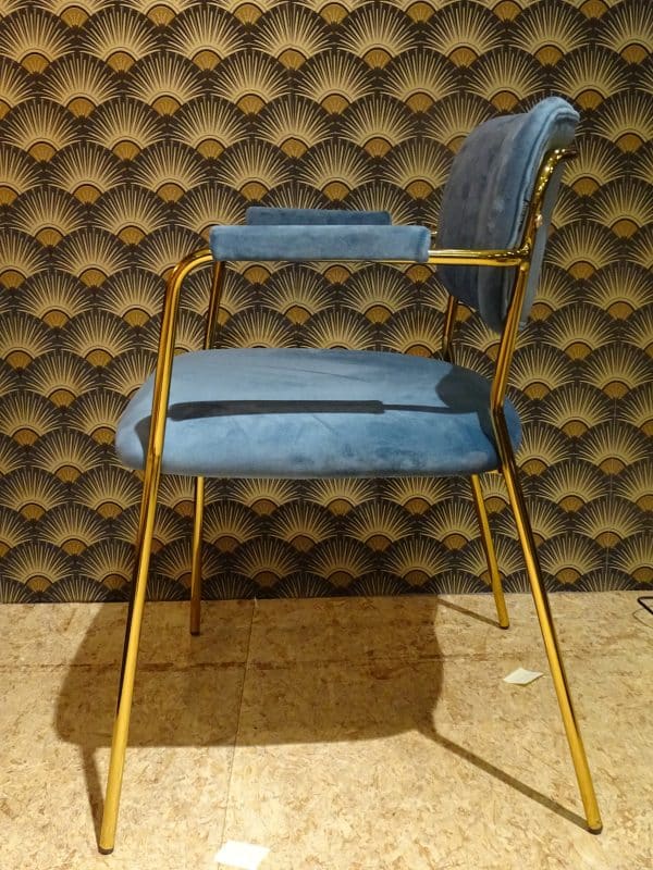 Trendy eetkamerstoel  velvet petrol met messing frame - Afbeelding 2