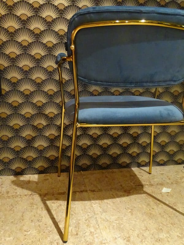 Trendy eetkamerstoel  velvet petrol met messing frame - Afbeelding 7