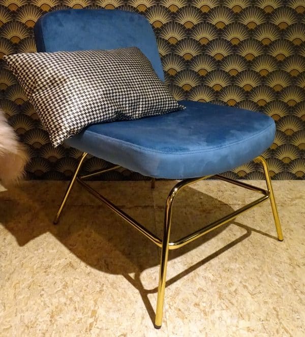 Lounge stoel model 14193 velvet petrol met messing frame - Afbeelding 5
