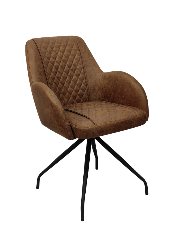 Draaibare eetkamerstoel microleder Cognac model 12329 - Afbeelding 2