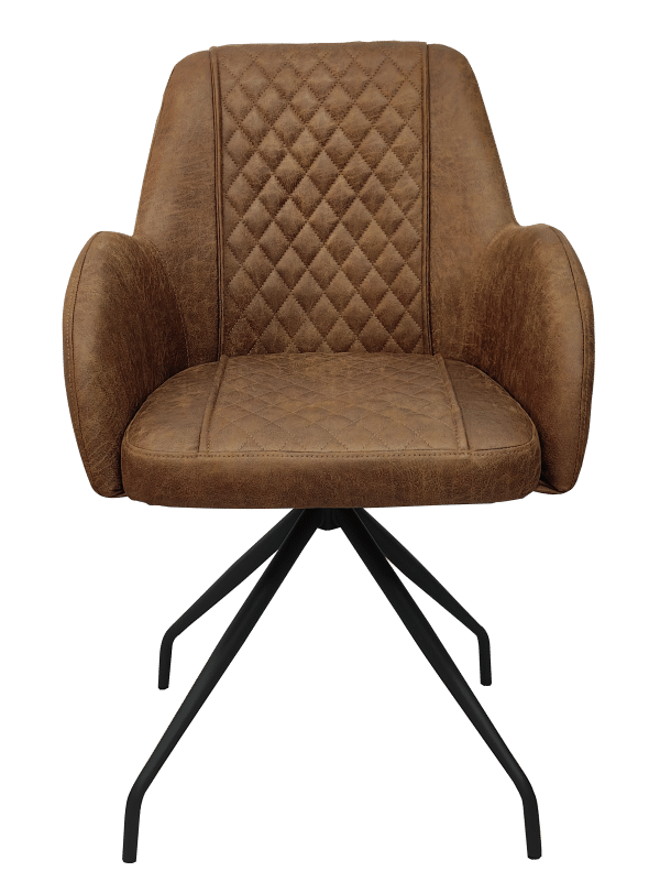 Draaibare eetkamerstoel microleder Cognac model 12329 - Afbeelding 4