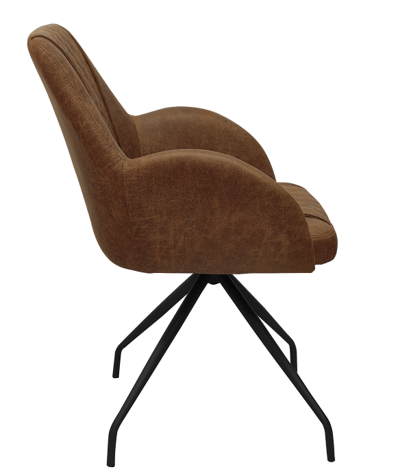 Draaibare eetkamerstoel microleder Cognac model 12329 - Afbeelding 3