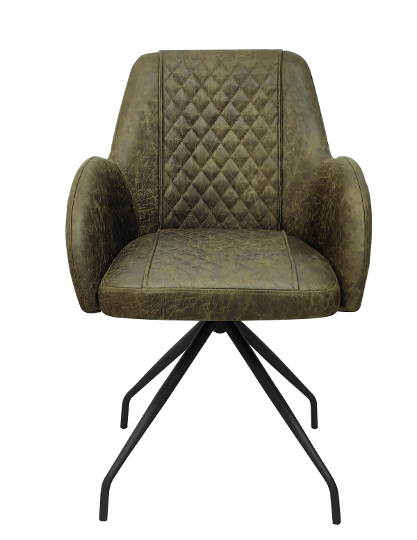 Draaibare eetkamerstoel microleer vintage green model 12329 - Afbeelding 2