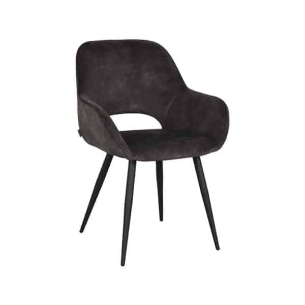 Moderne eetkamerstoel Antraciet Velours - Afbeelding 3