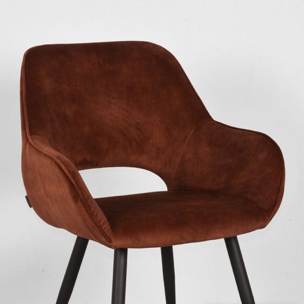 Moderne eetkamerstoel Rust Velours - Afbeelding 4