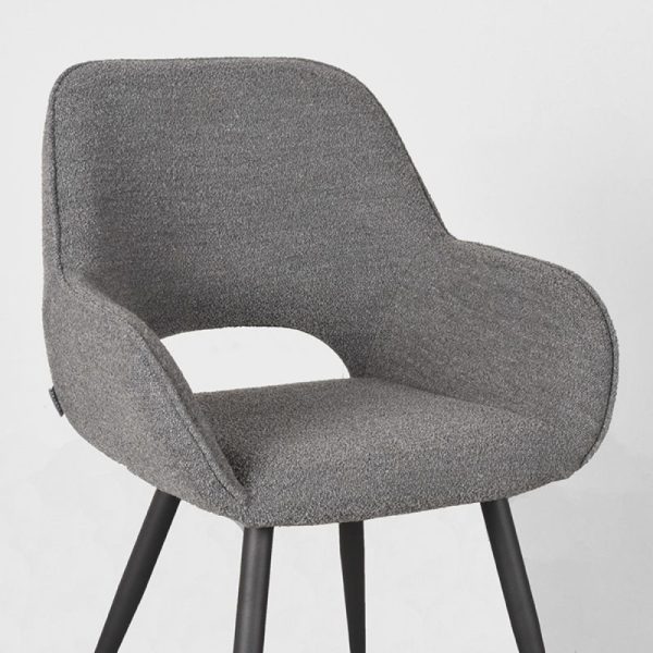 Moderne eetkamerstoel grijs Boucle - Afbeelding 3