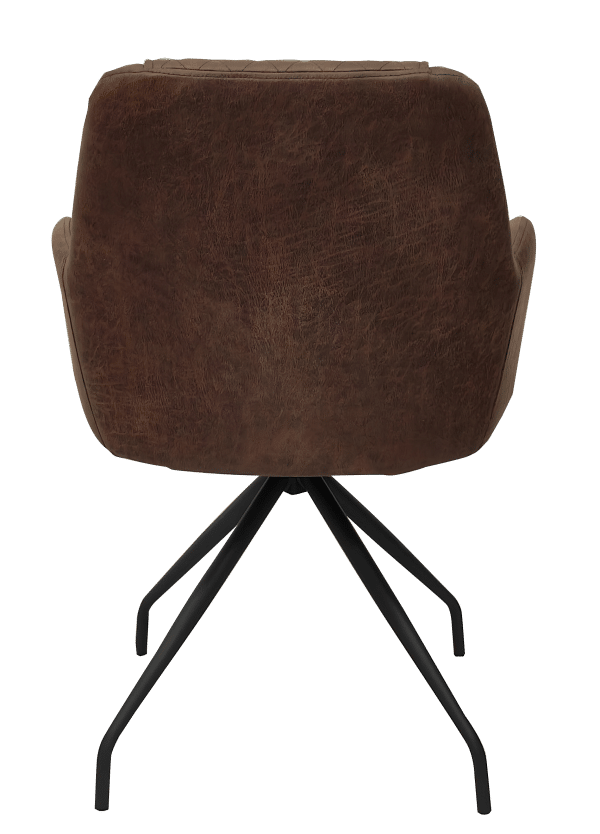 Draaibare eetkamerstoel microleder vintage brown model 12329 - Afbeelding 3