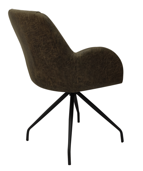Draaibare eetkamerstoel microleder vintage brown model 12329 - Afbeelding 2