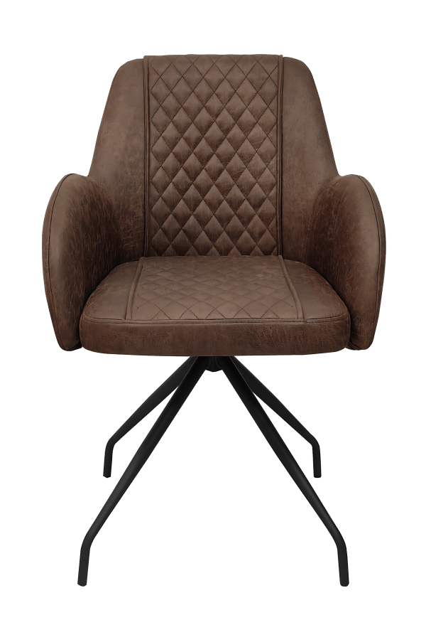 Draaibare eetkamerstoel microleder vintage brown model 12329 - Afbeelding 4
