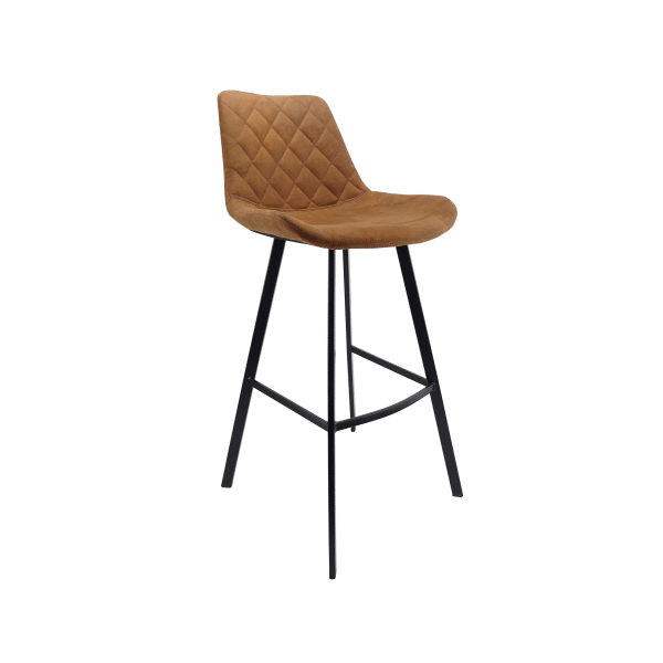 Industriele Barkruk met rugleuning cowboy cognac