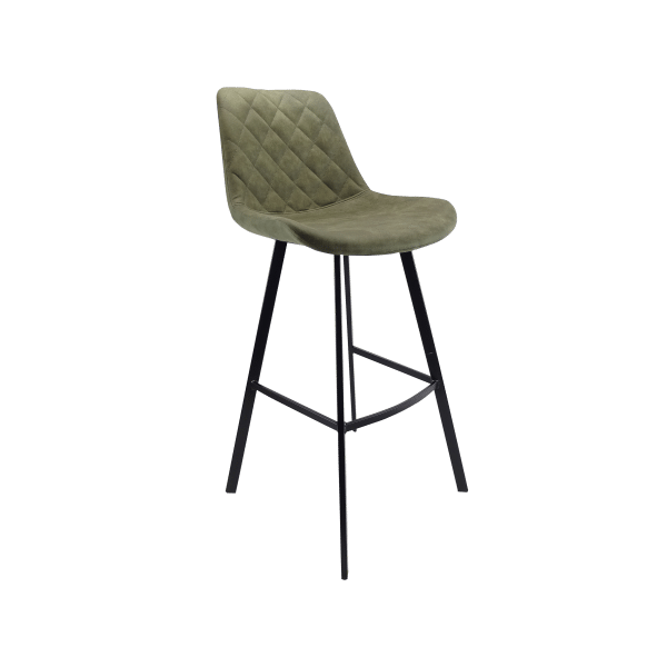Industriele  Barkruk met rugleuning in  cowboy vintage green