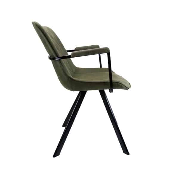 Trendy eetkamerstoel in vintage cowboy green met armleuning - Afbeelding 2